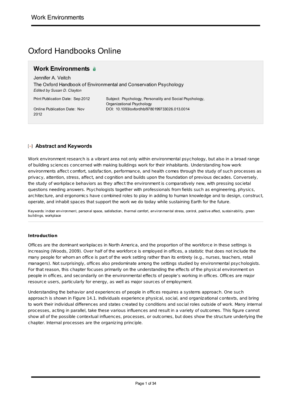 The Oxford Handbook of Environmental and Conservation Psychology Edited by Susan D