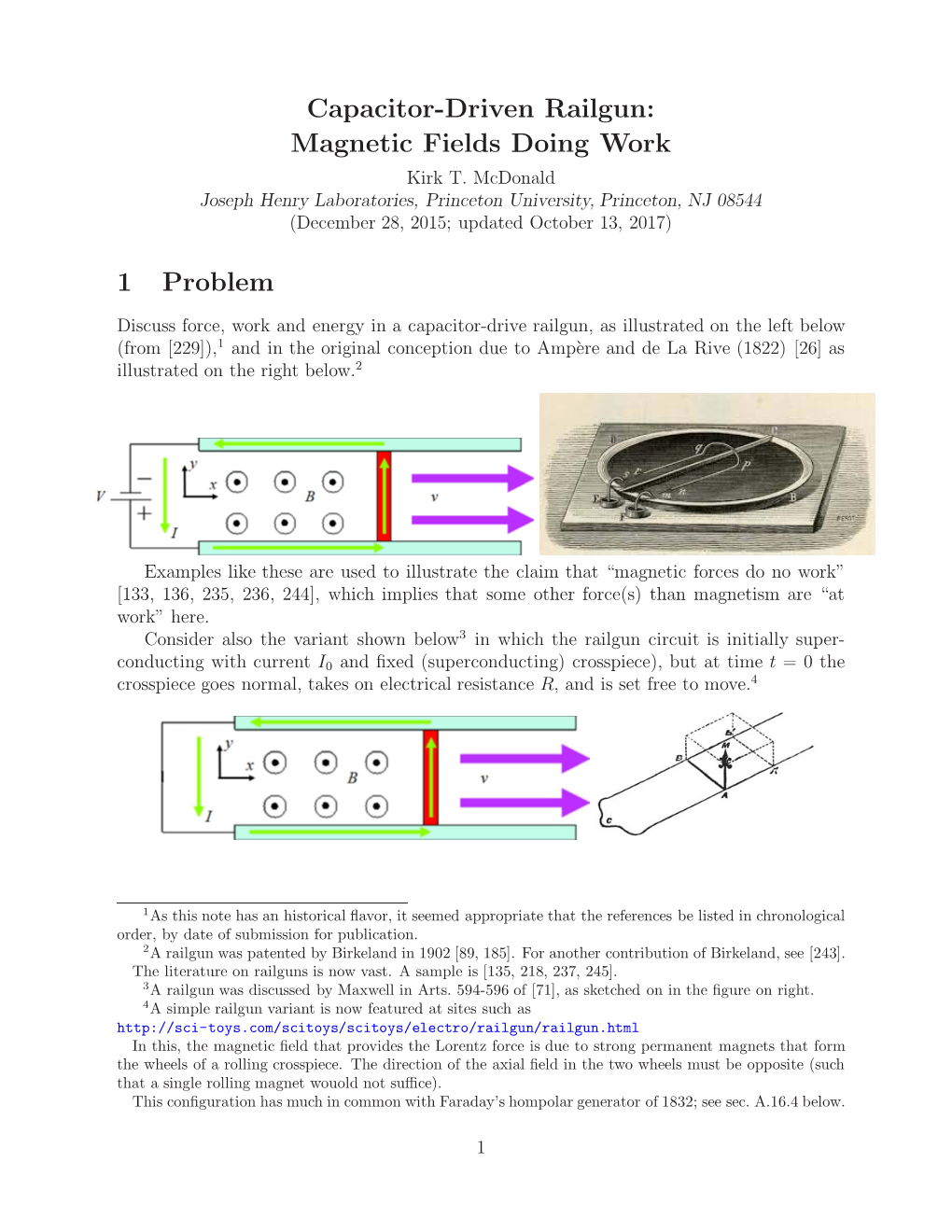 Capacitor-Driven Railgun: Magnetic Fields Doing Work 1 Problem