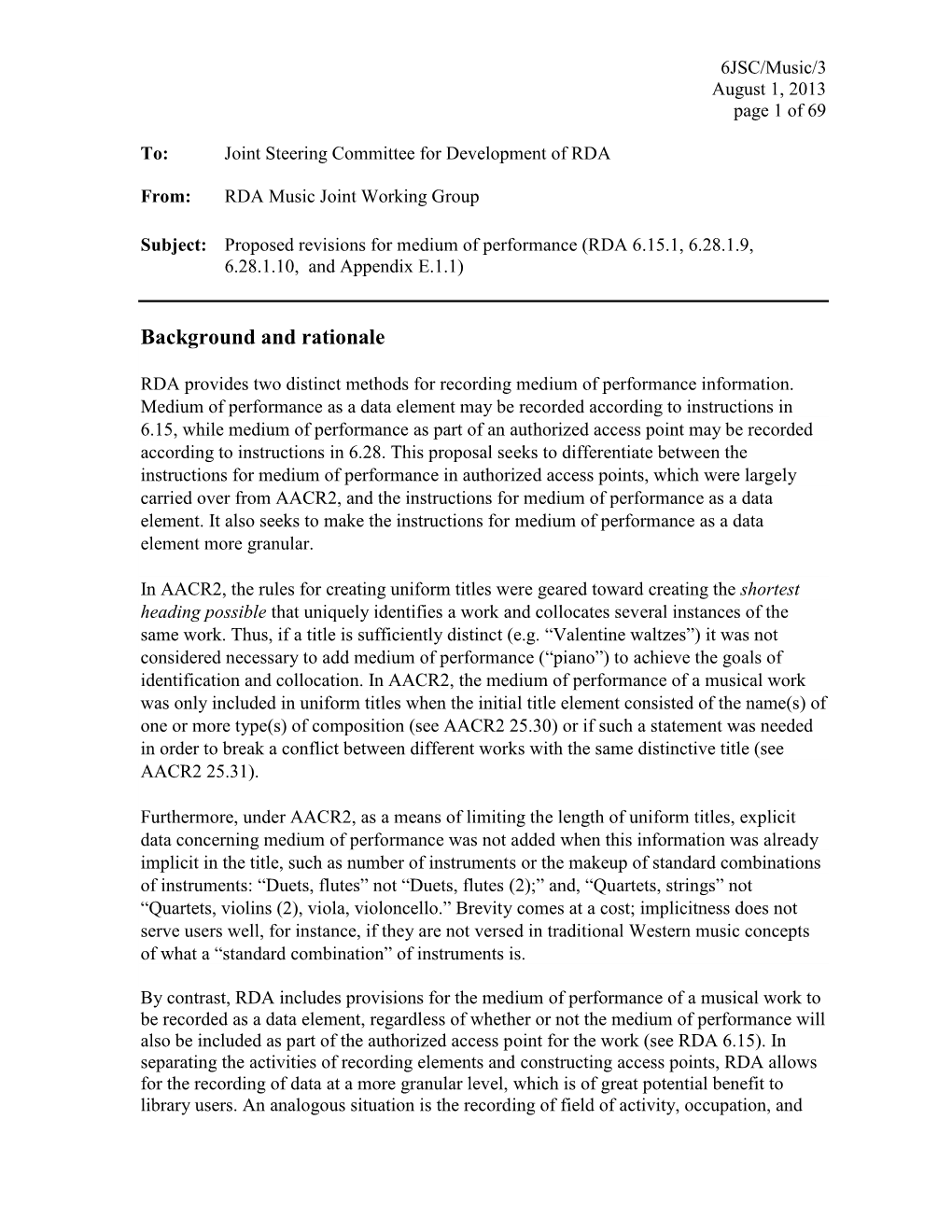 6JSC/Music/3 August 1, 2013 Page 1 of 69