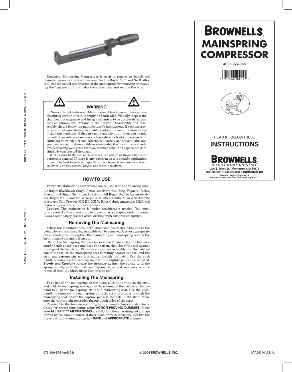 MAINSPRING COMPRESSOR U|Xafaiagy10485nzw