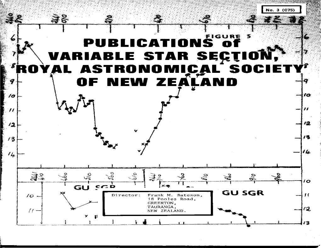 PUBLICATIONS of VARIABLE STAR SECTION, ROYAL ASTRONOMICAL SOCIETY of NEW ZEALAND