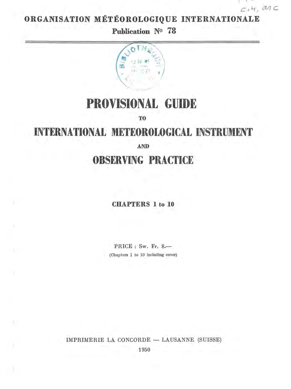 IMO Publication, 78. Provisional Guide to Meteorological Instrument And