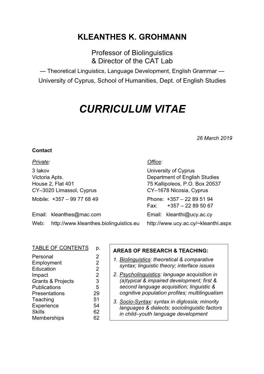 CV – Kleanthes K