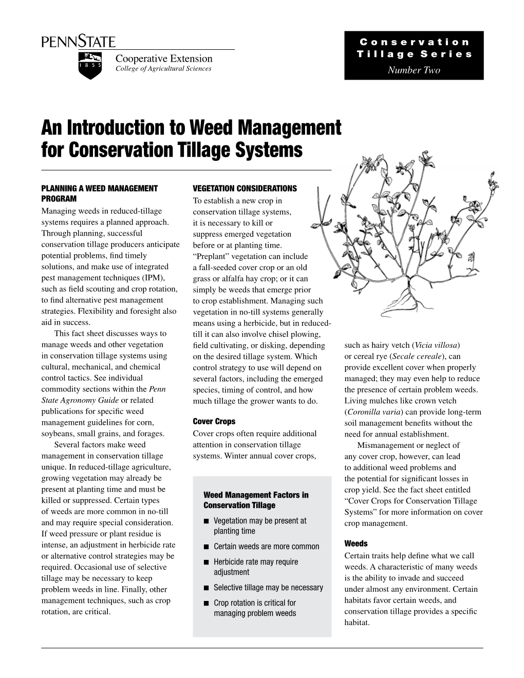 An Introduction to Weed Management for Conservation Tillage Systems