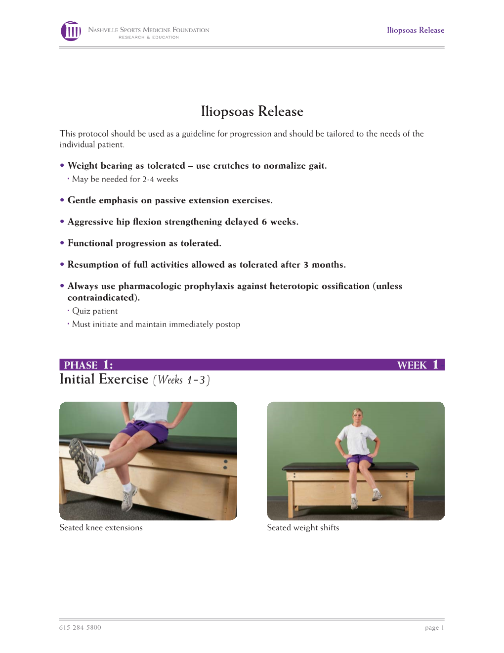 Initial Exercise (Weeks 1-3) Iliopsoas Release