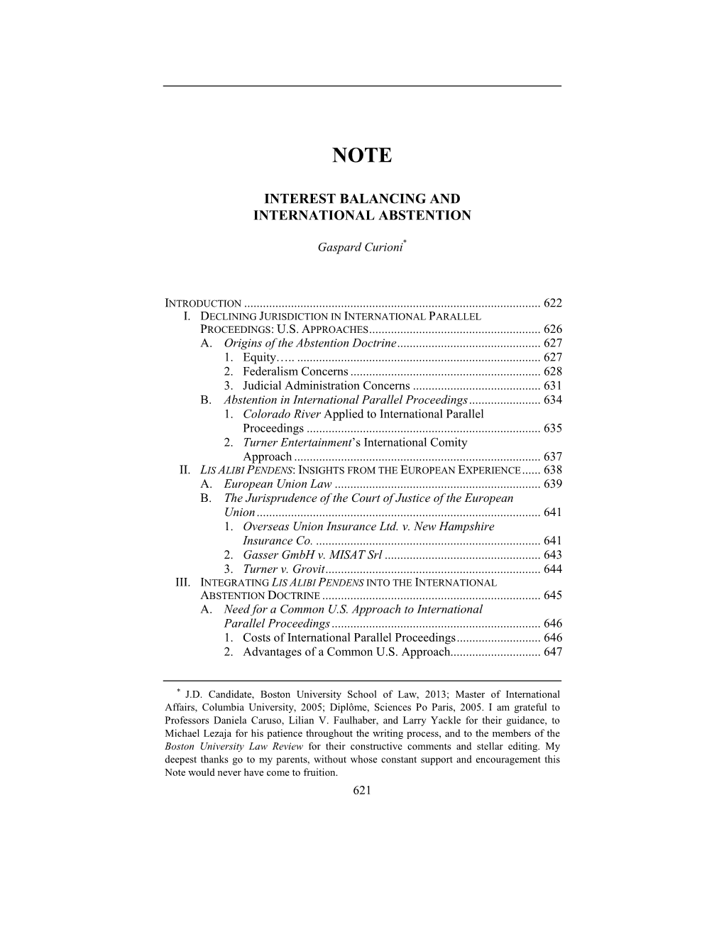 Interest Balancing and International Abstention