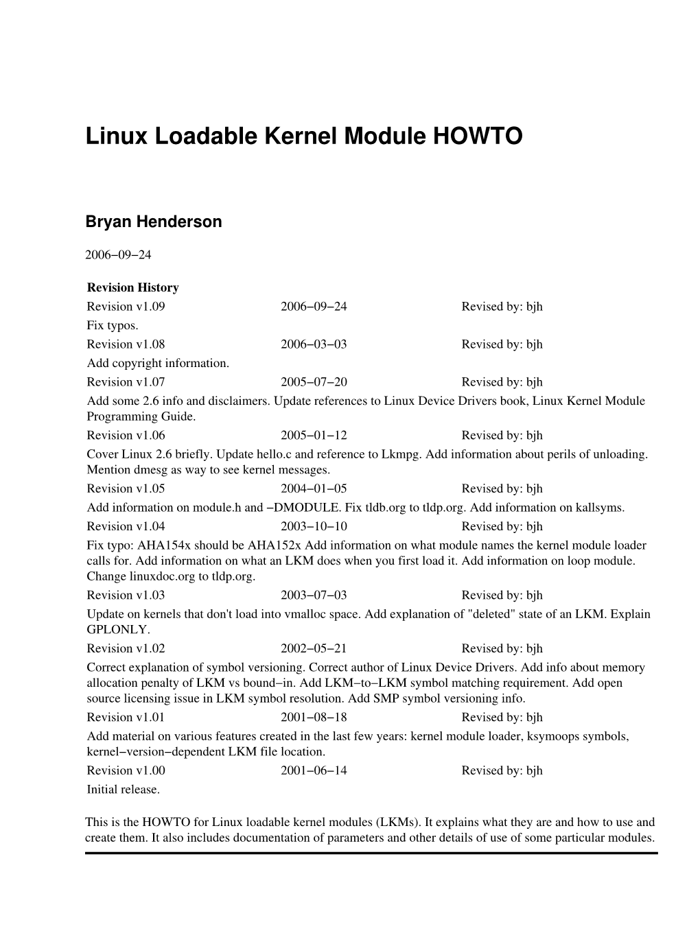 Linux Loadable Kernel Module HOWTO