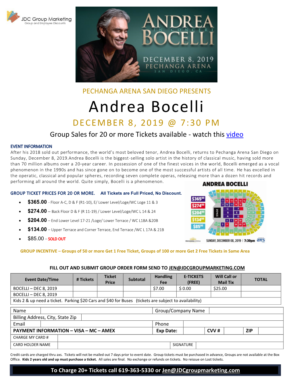 Andrea Bocelli DECEMBER 8, 2019 @ 7:30 PM