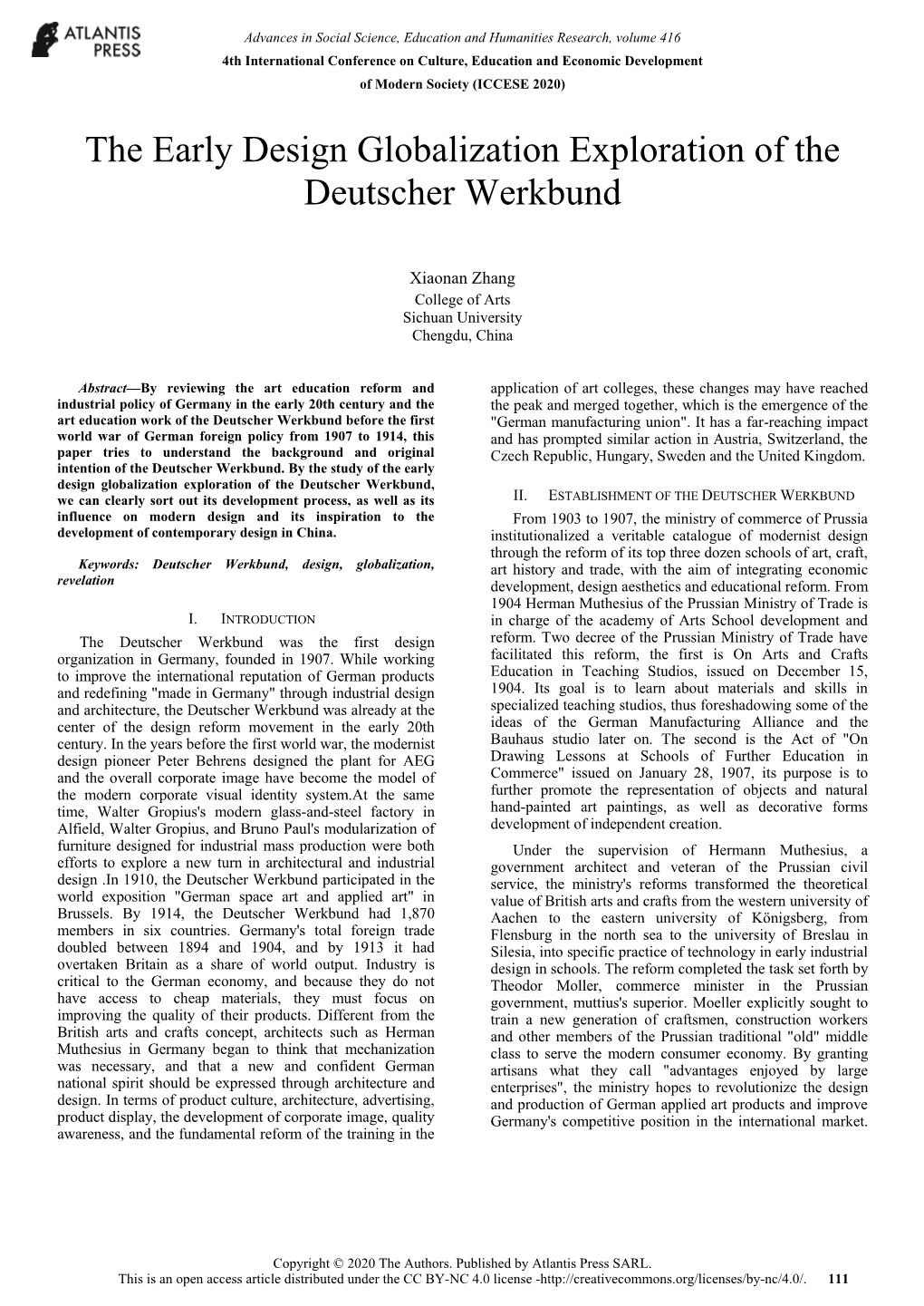 The Early Design Globalization Exploration of the Deutscher Werkbund