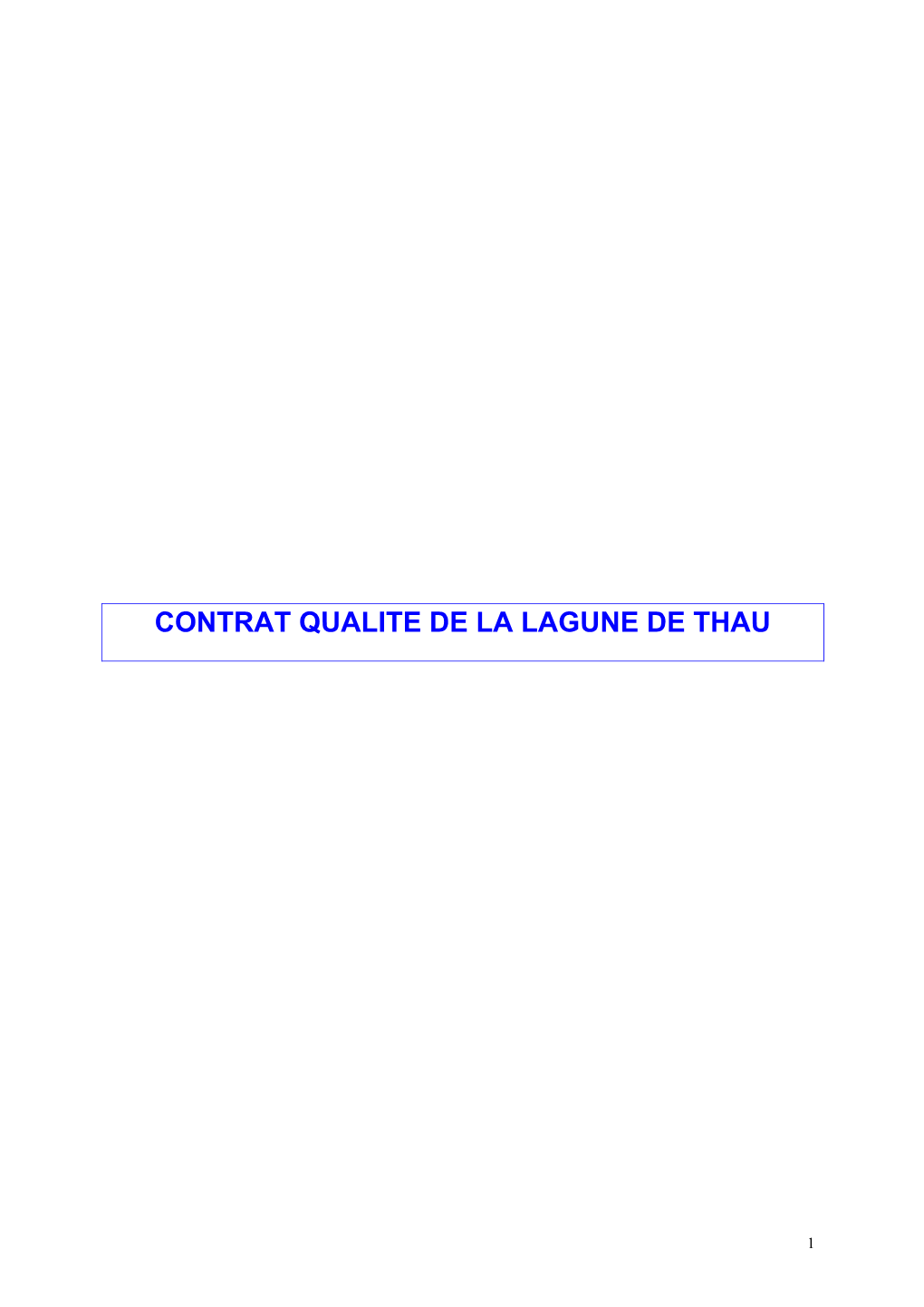 Contrat Qualite De La Lagune De Thau