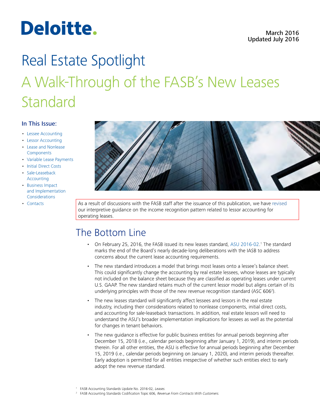 Real Estate Spotlight a Walk-Through of the FASB’S New Leases Standard