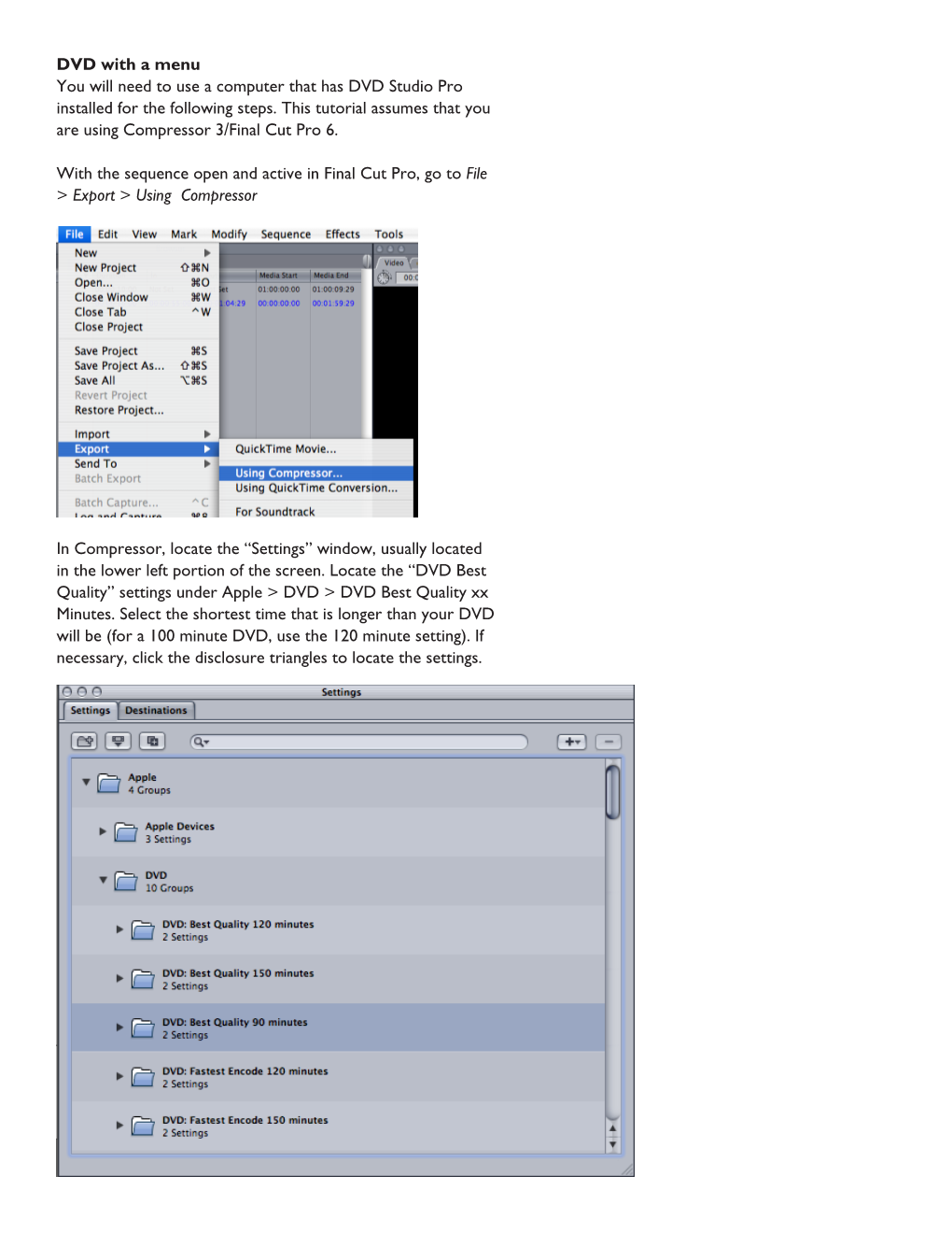 DVD with a Menu You Will Need to Use a Computer That Has DVD Studio Pro Installed for the Following Steps