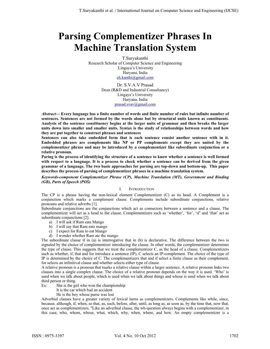 Parsing Complementizer Phrases in Machine Translation System