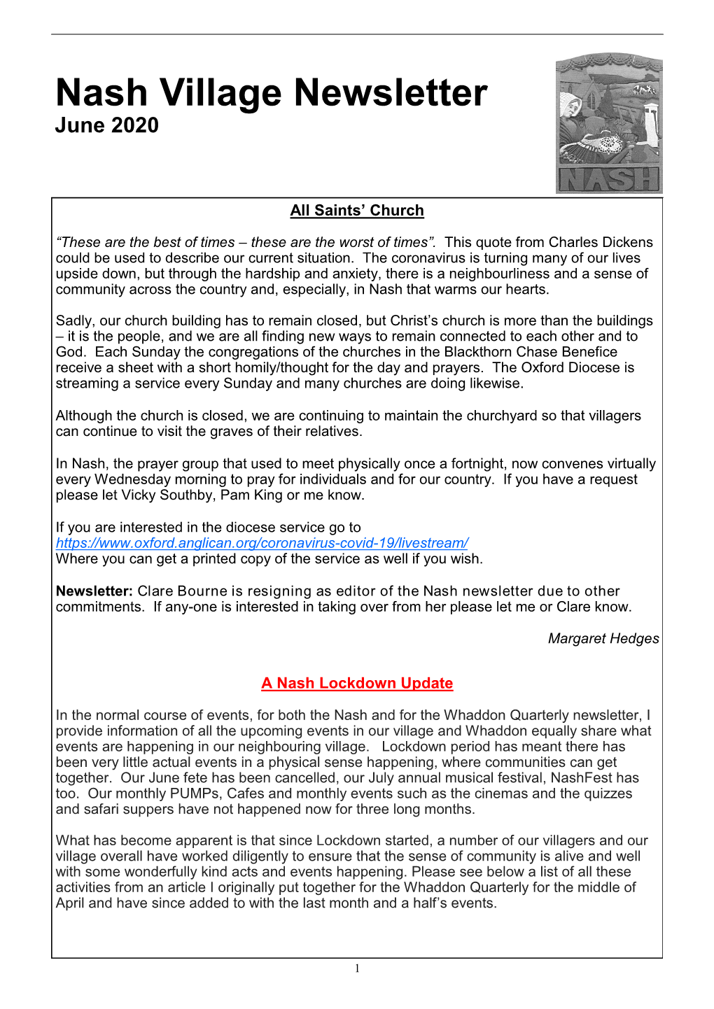 Nash Village Newsletter June 2020