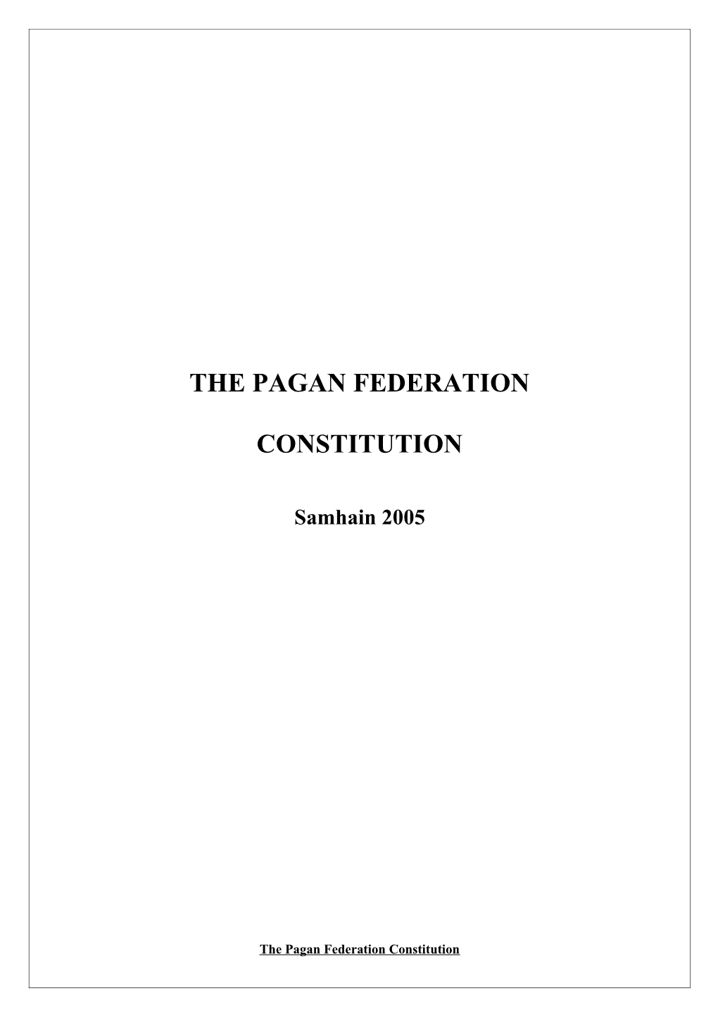 The Pagan Federation - Constitution