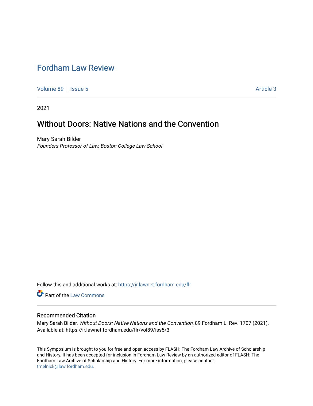 Without Doors: Native Nations and the Convention