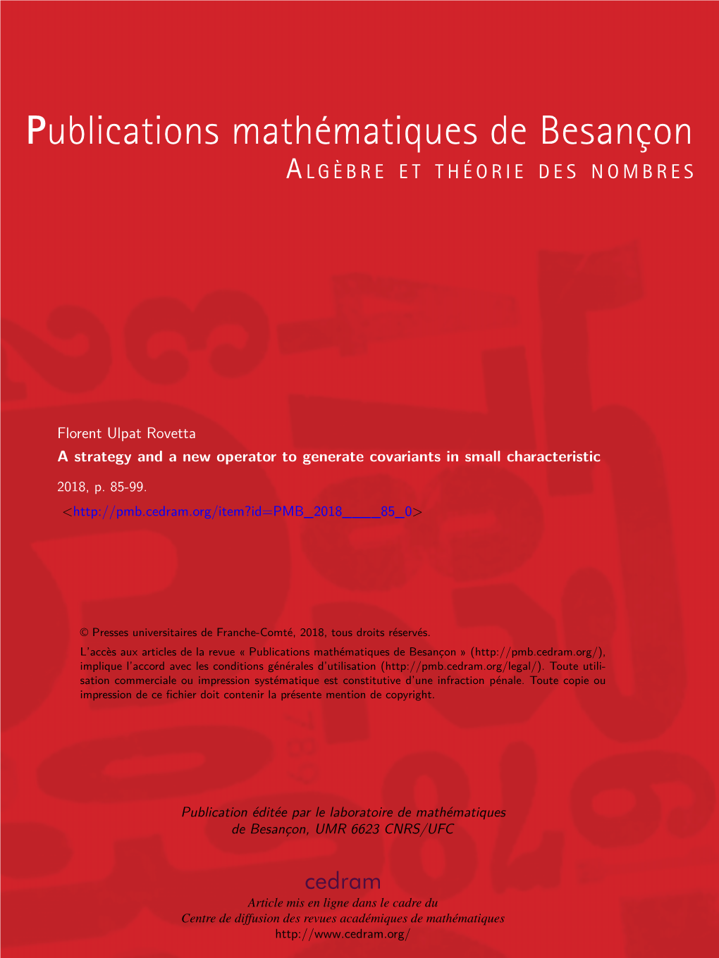 A Strategy and a New Operator to Generate Covariants in Small Characteristic