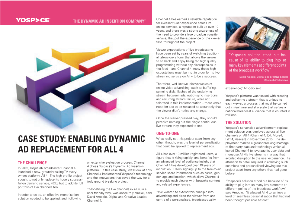 Case Study: Enabling Dynamic Ad Replacement for All 4