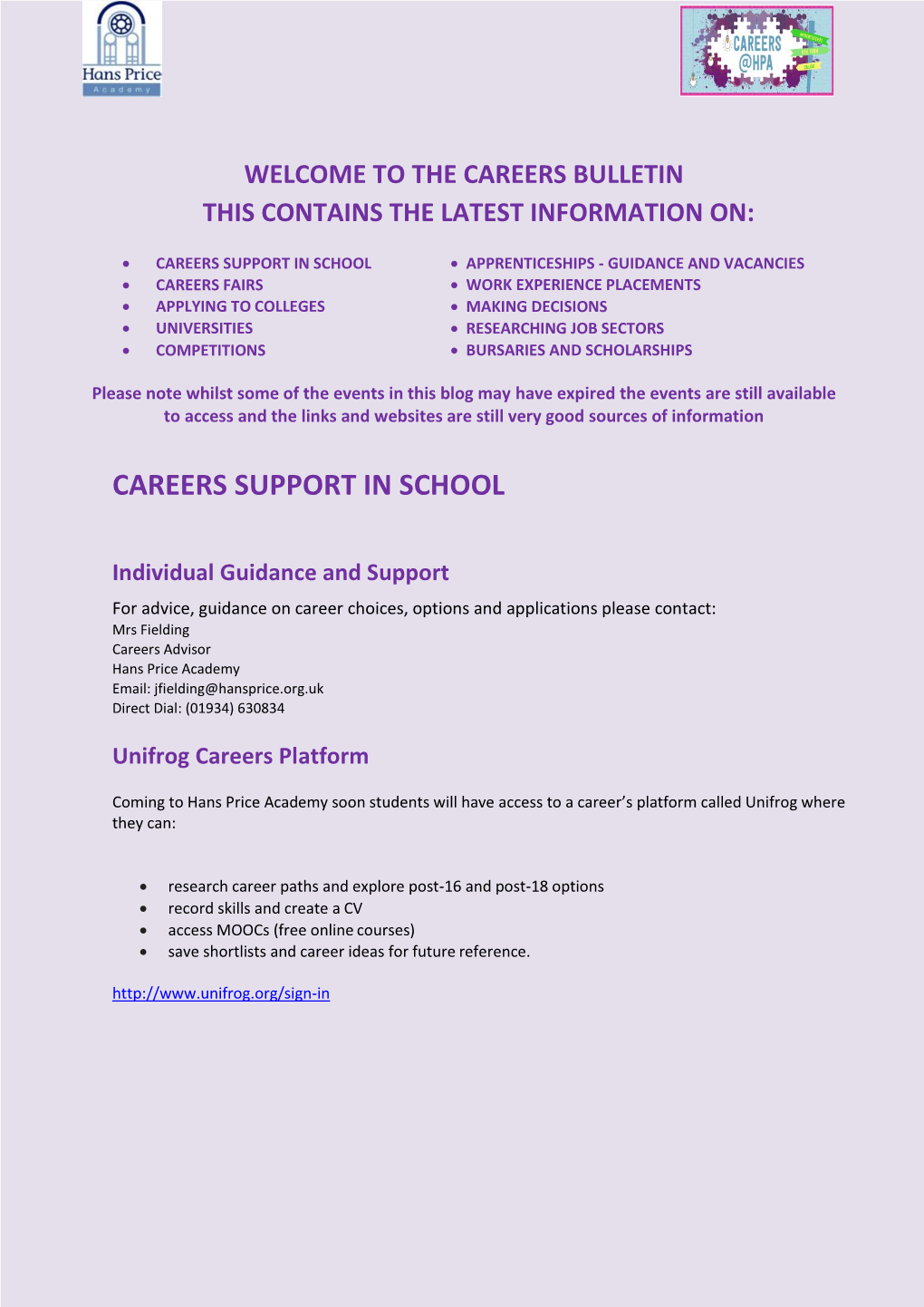 Careers Support in School