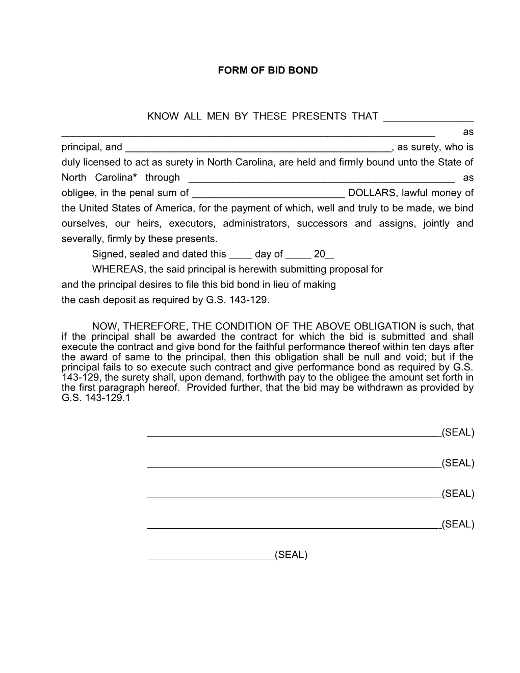 Section 304 Form of Bid Bond