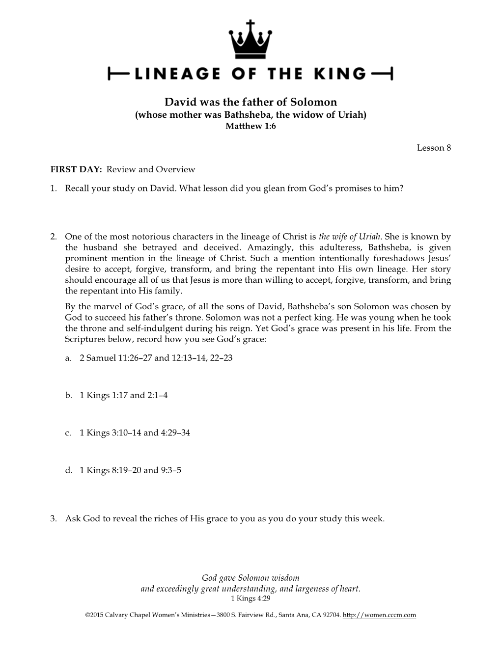 Lineage of the King Lesson