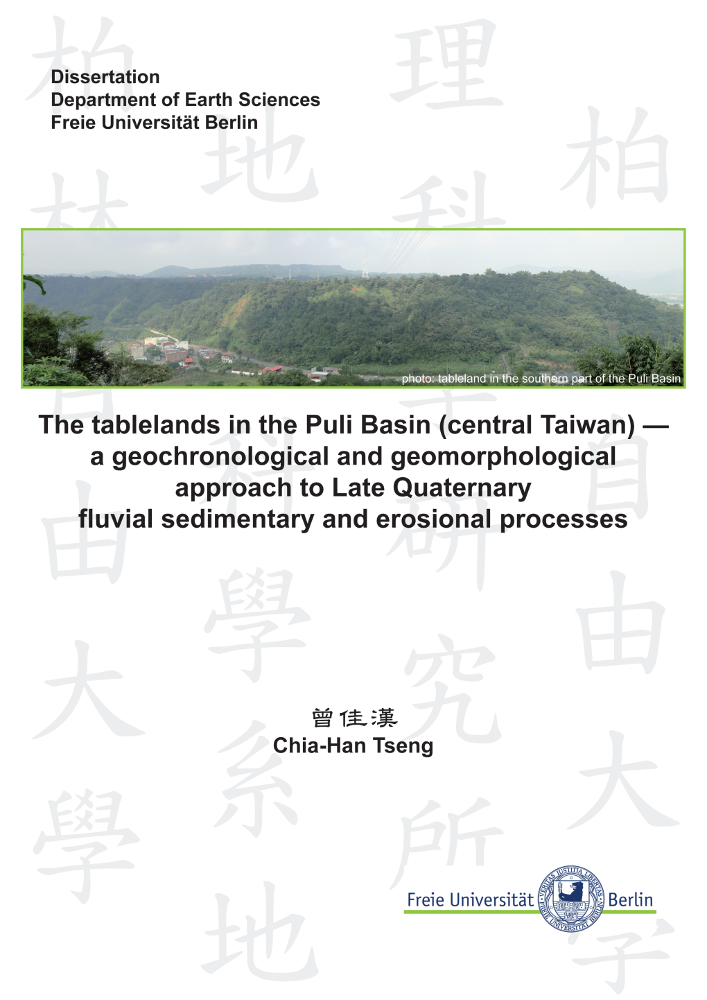 The Tablelands in the Puli Basin (Central Taiwan)—A