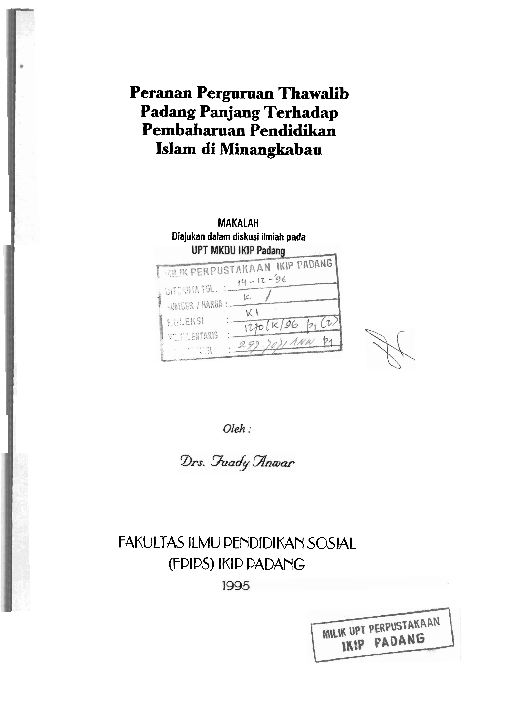 Pembaharuan Pendidikan Islam Di Minangkabau