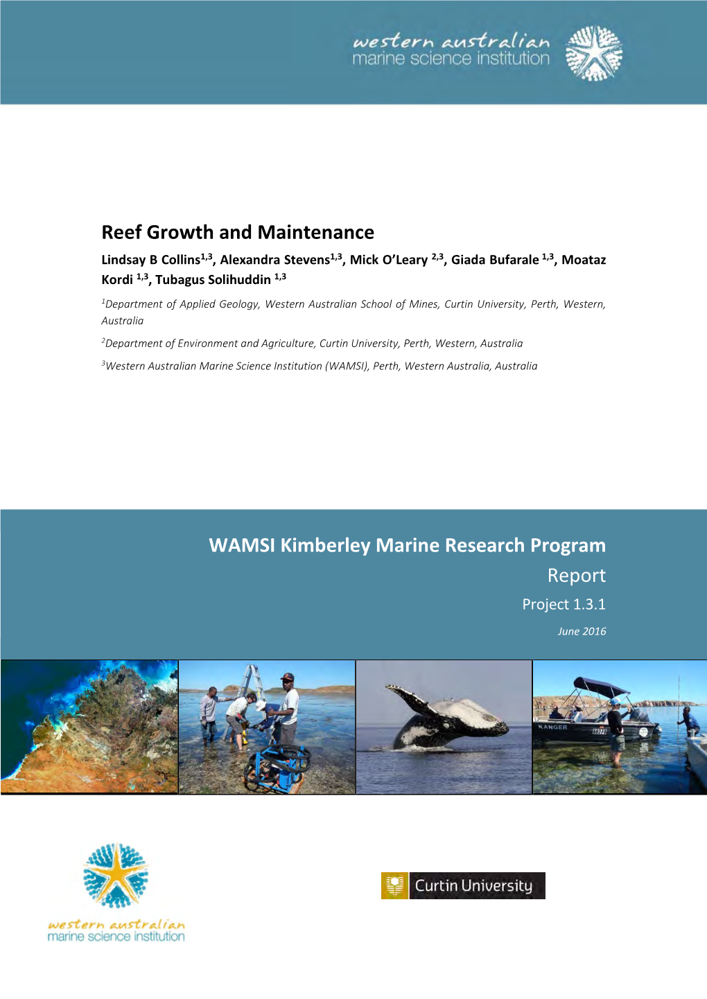 Reef Growth and Maintenance WAMSI Kimberley Marine Research