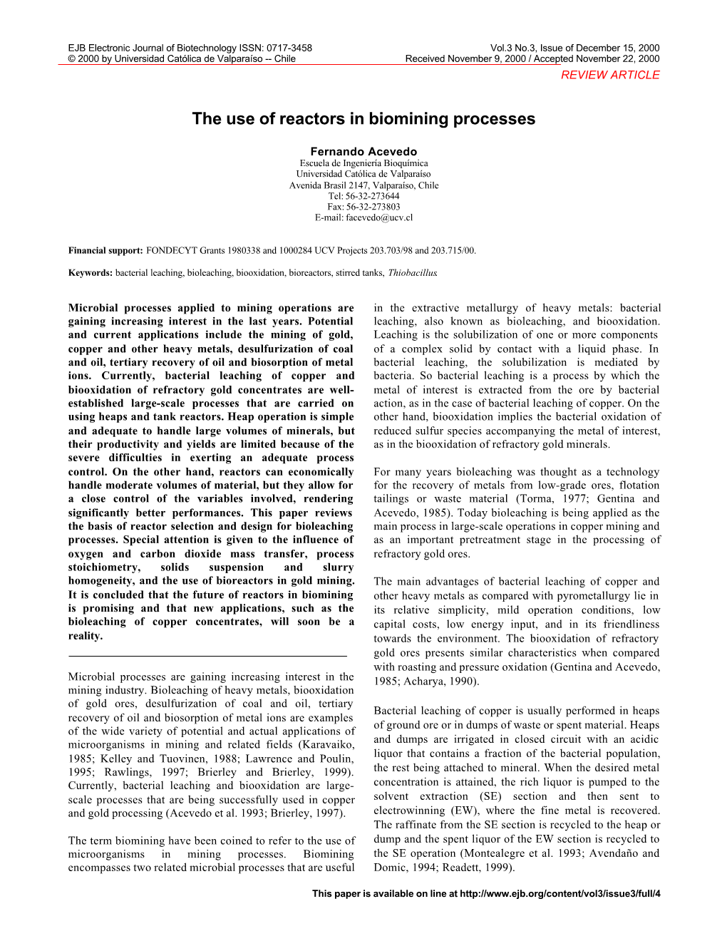 The Use of Reactors in Biomining Processes