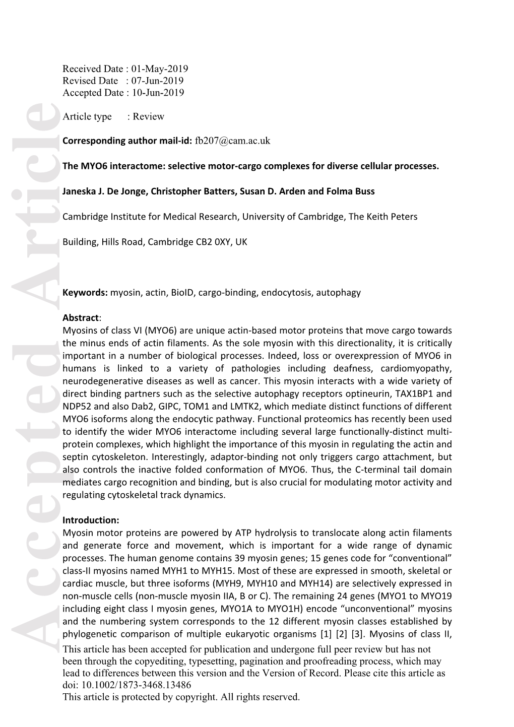 The MYO6 Interactome