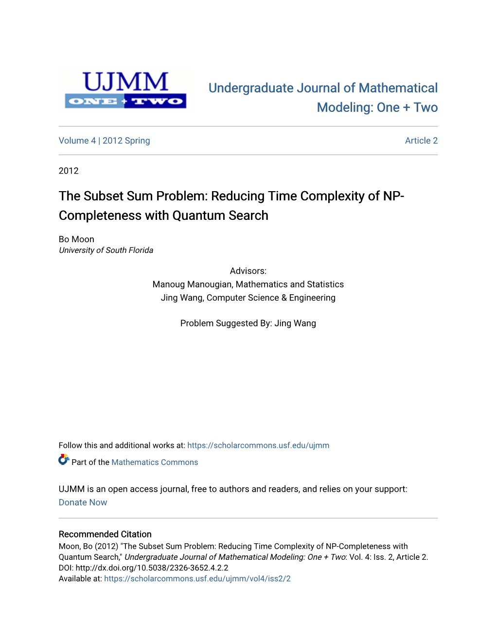 The Subset Sum Problem: Reducing Time Complexity of NP- Completeness with Quantum Search