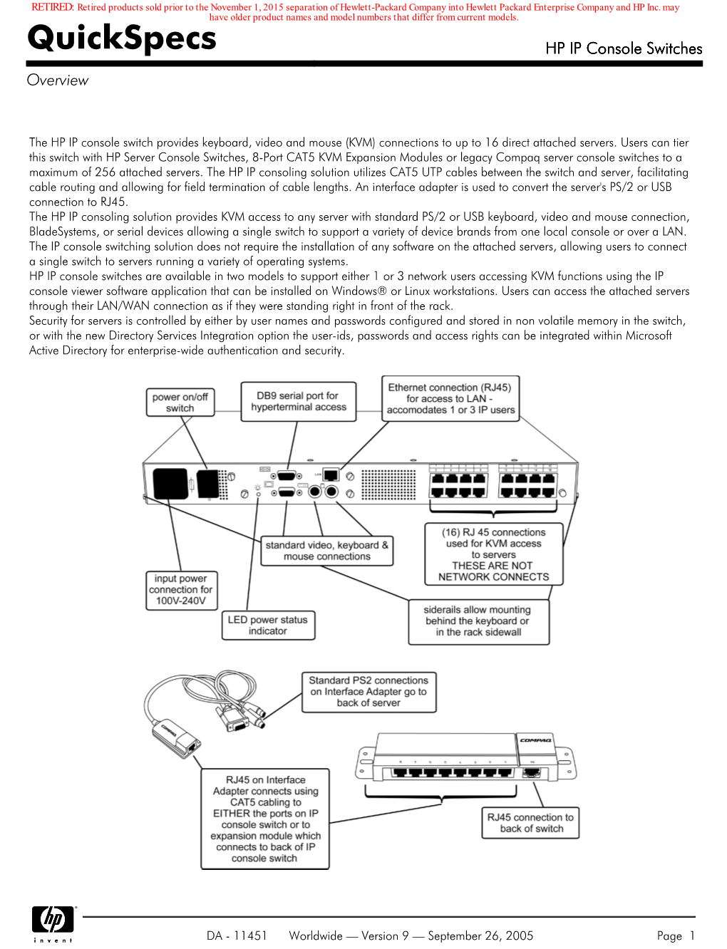 Quickspecs HP IP Console Switches Overview