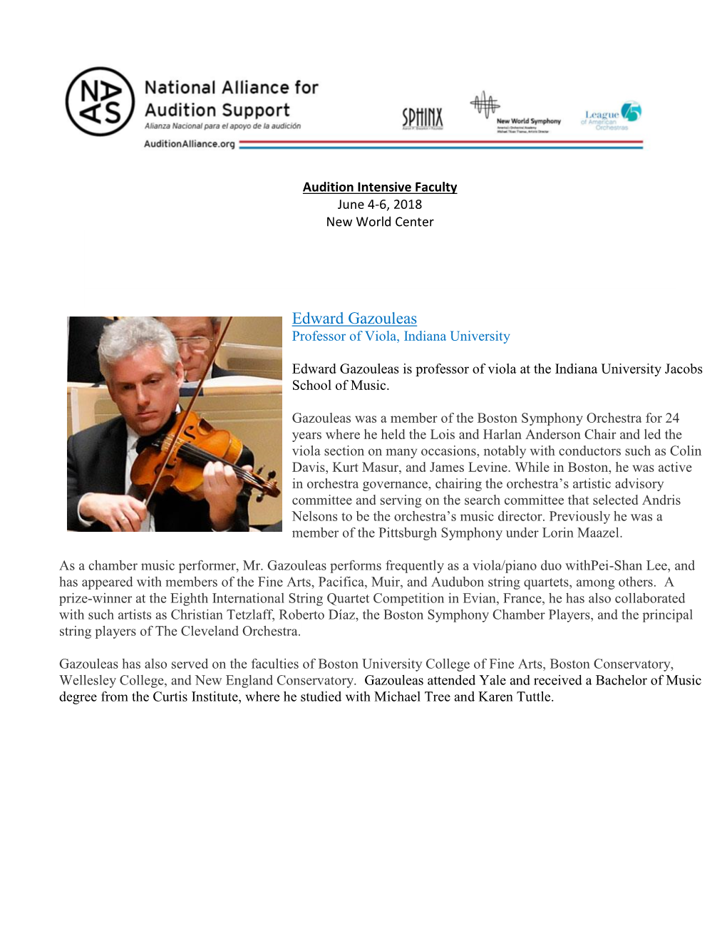 Edward Gazouleas Professor of Viola, Indiana University