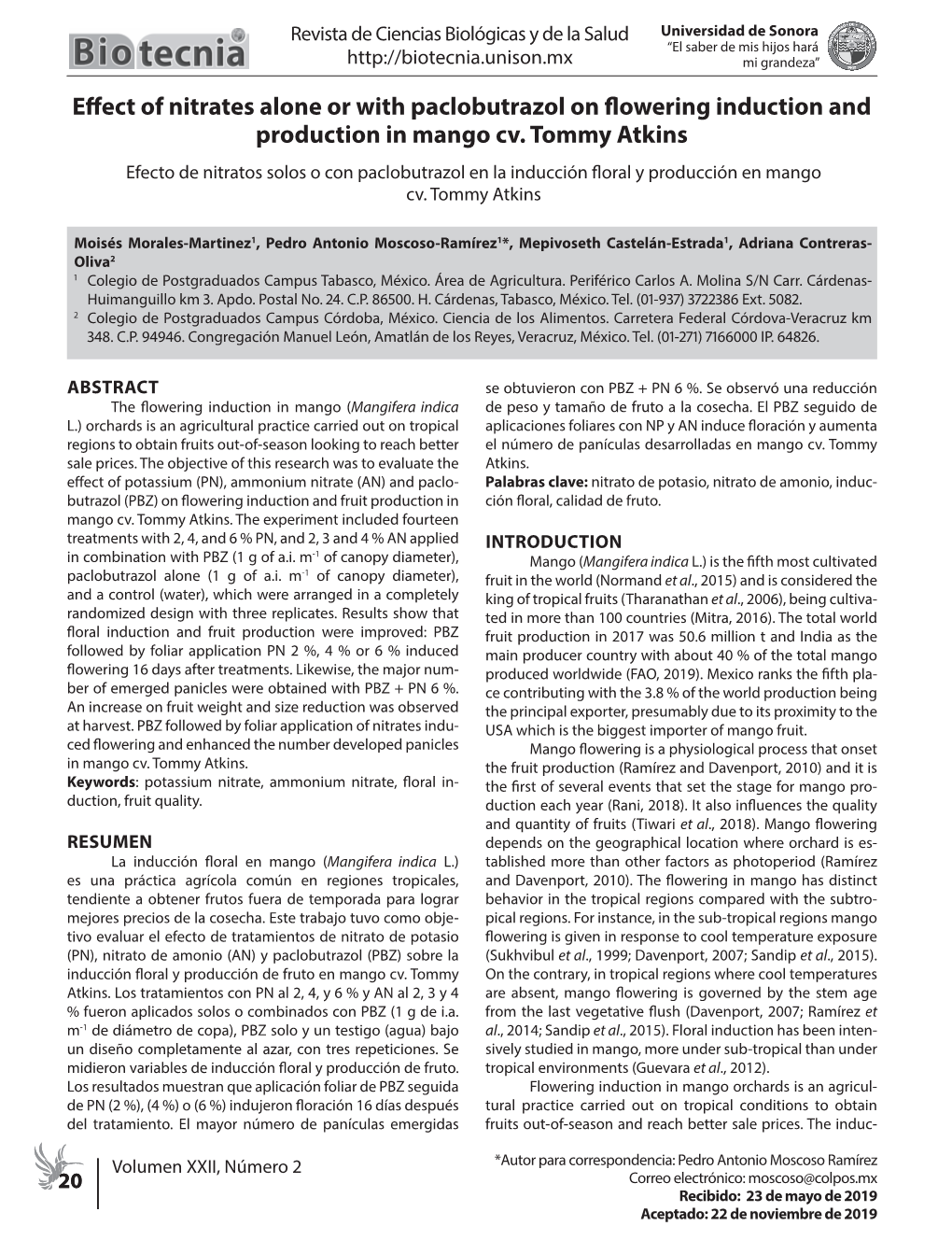 Effect of Nitrates Alone Or with Paclobutrazol on Flowering Induction and Production in Mango Cv