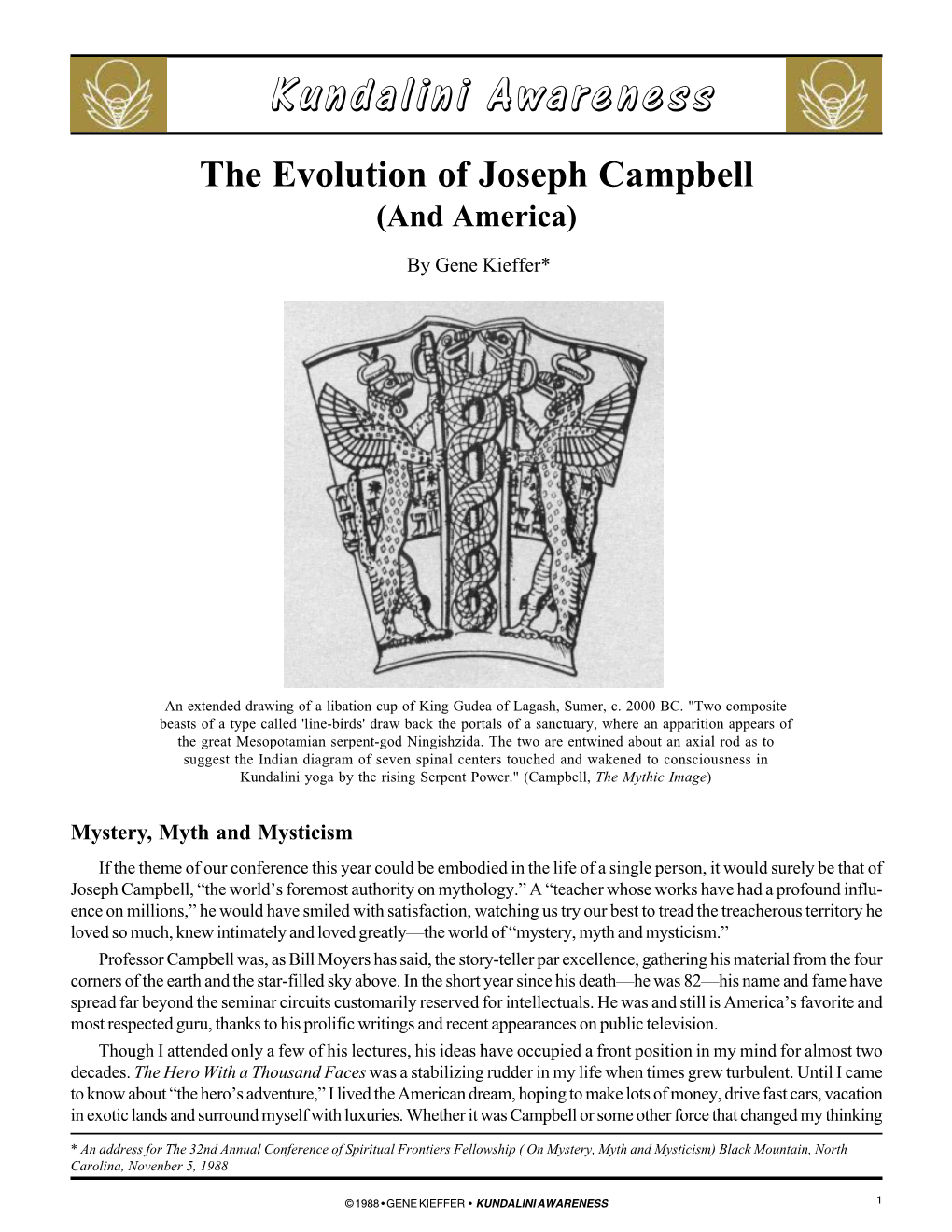 Kundalini Awareness the Evolution of Joseph Campbell (And America)