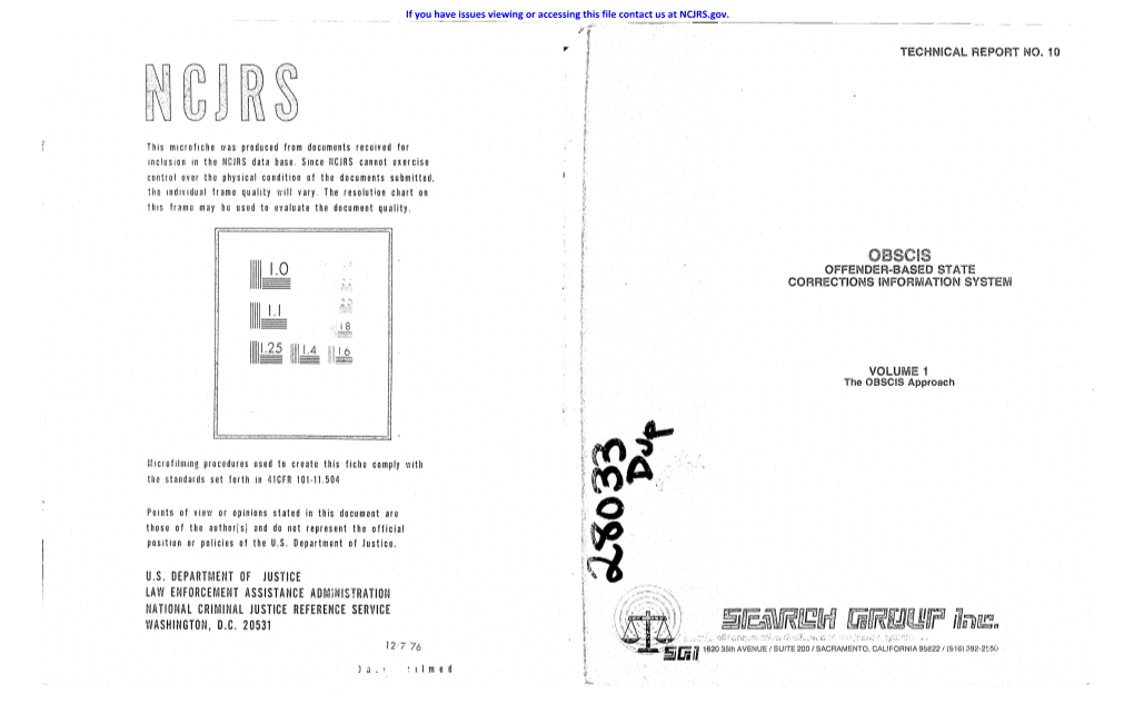 U.S. DEPARTMENT of JUSTICE LAW ENFORCEMENT ASSISTANCE Admlfhstration NATIONAL CRIMINAL JUSTICE REFERENCE SERVICE WASHINGTON, D.C