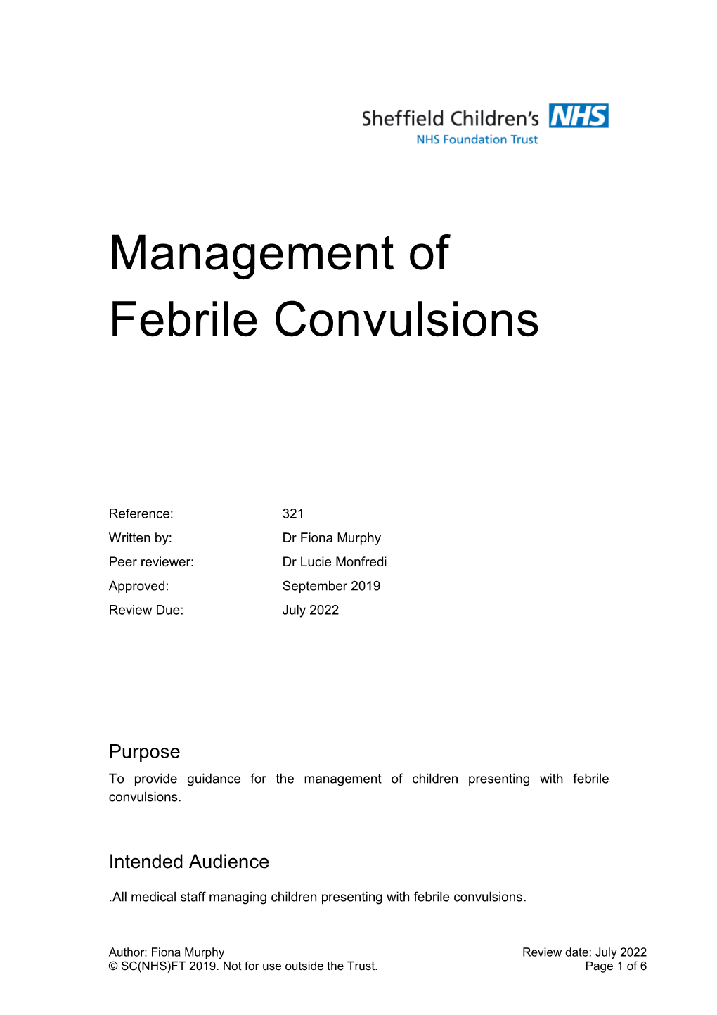 Management of Febrile Convulsions