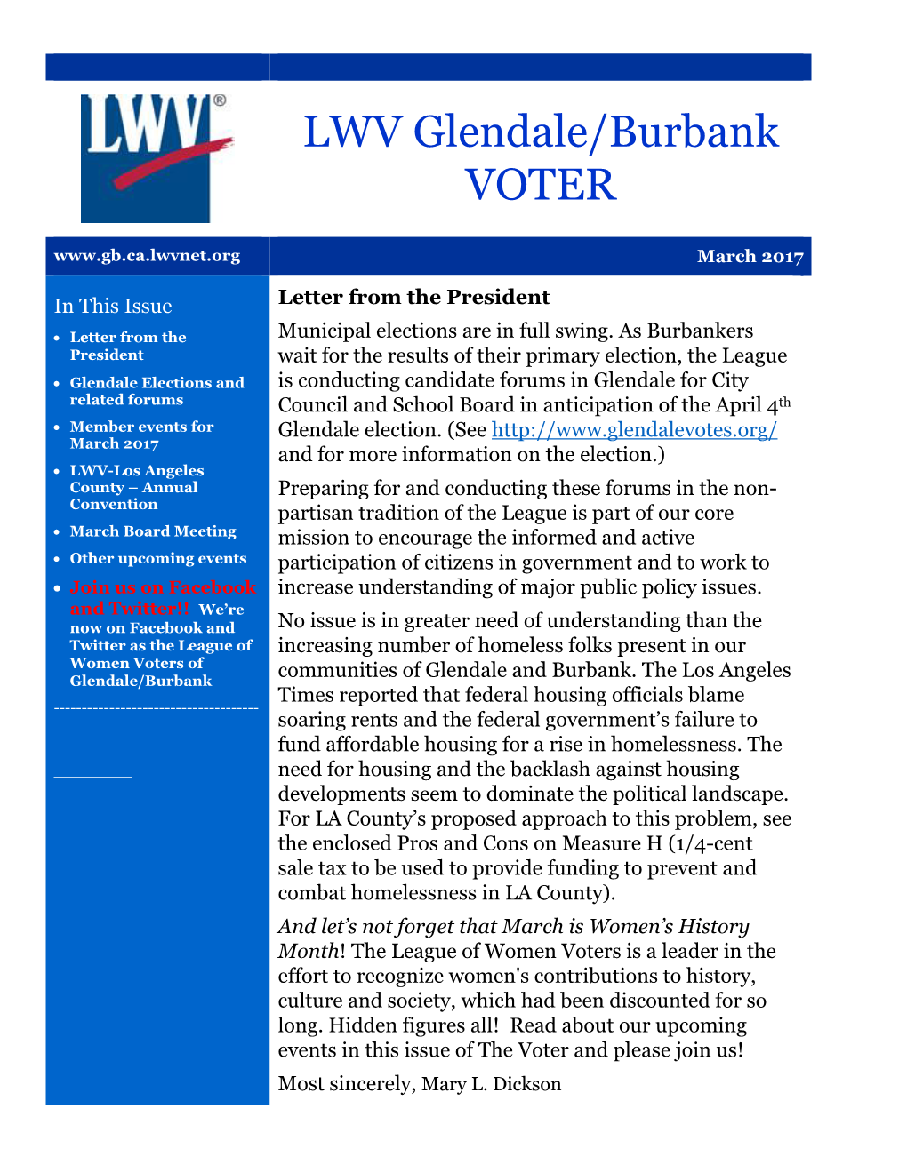 LWV Glendale/Burbank VOTER