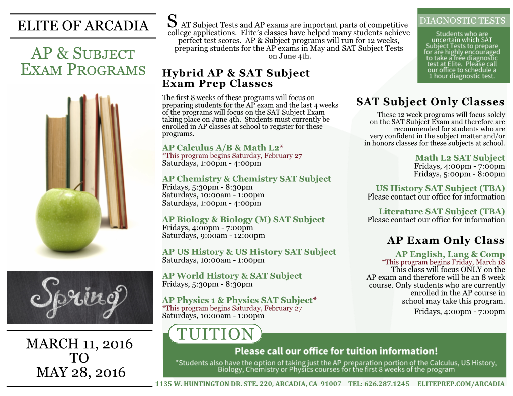 AP & Subject Exam Programs TUITION