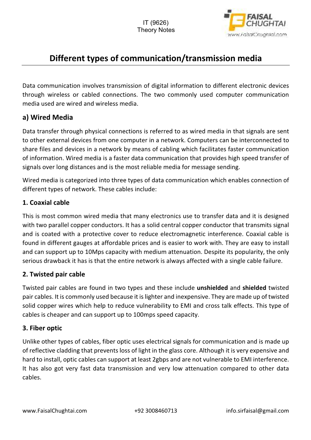 Different Types of Communication/Transmission Media