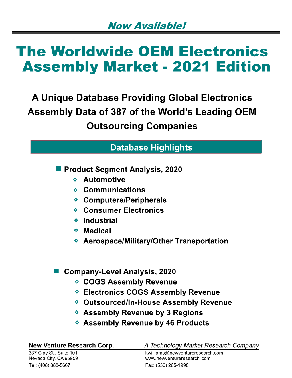 The Worldwide OEM Electronics Assembly Market - 2021 Edition