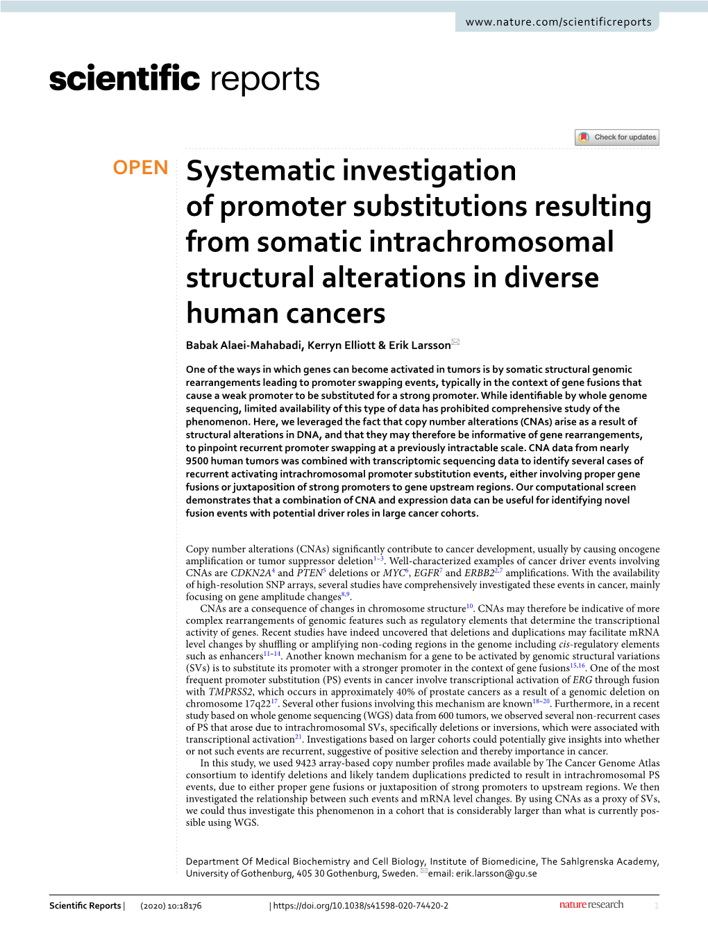 Systematic Investigation of Promoter Substitutions Resulting from Somatic