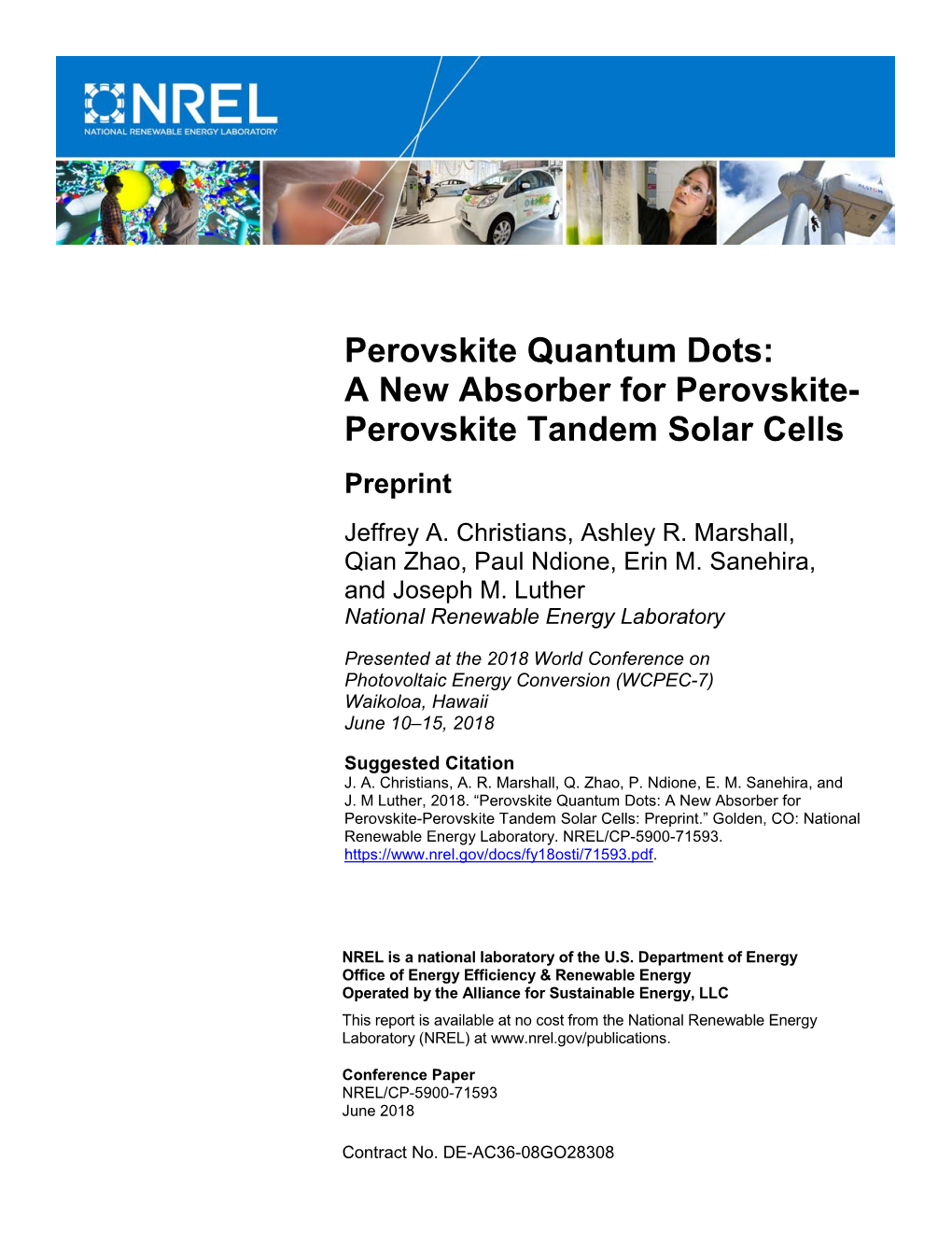 Perovskite Tandem Solar Cells Preprint Jeffrey A