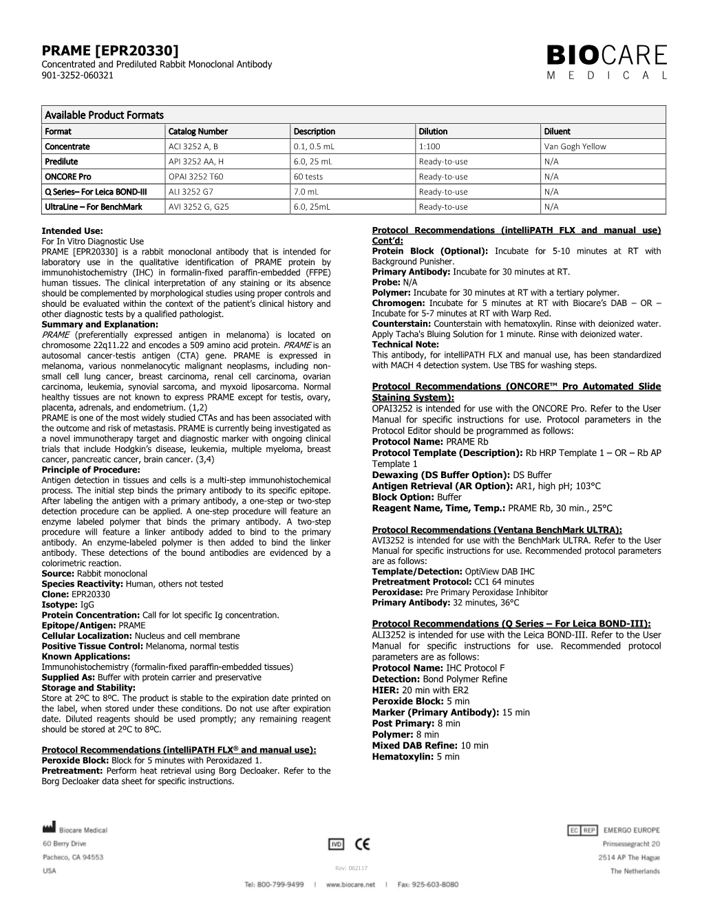 PRAME [EPR20330] Concentrated and Prediluted Rabbit Monoclonal Antibody 901-3252-060321