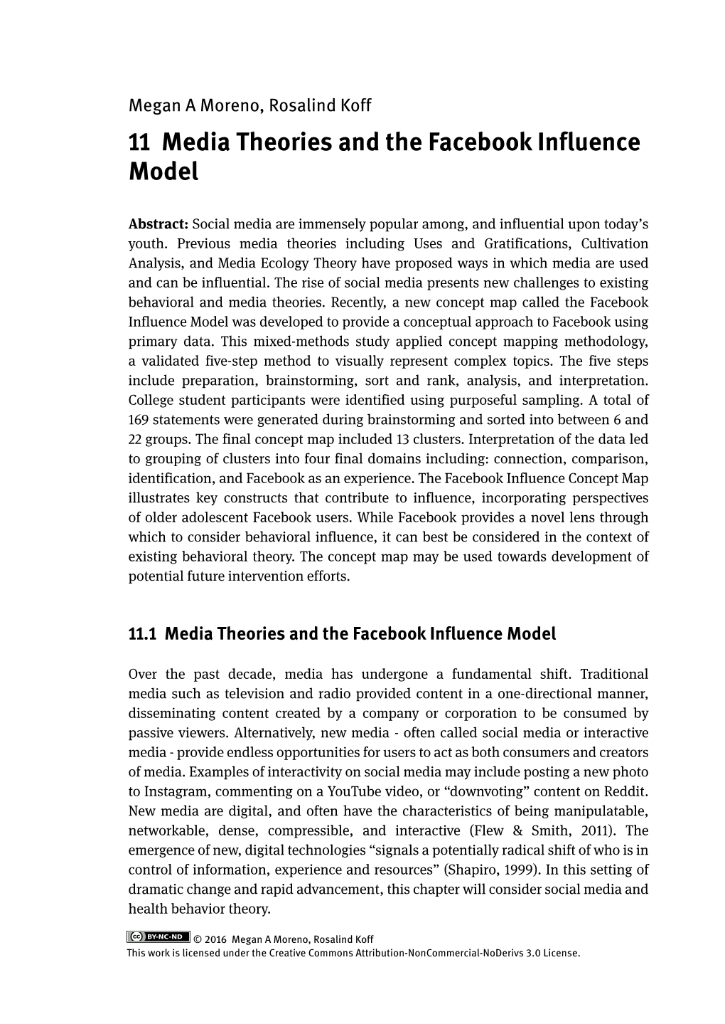 11 Media Theories and the Facebook Influence Model