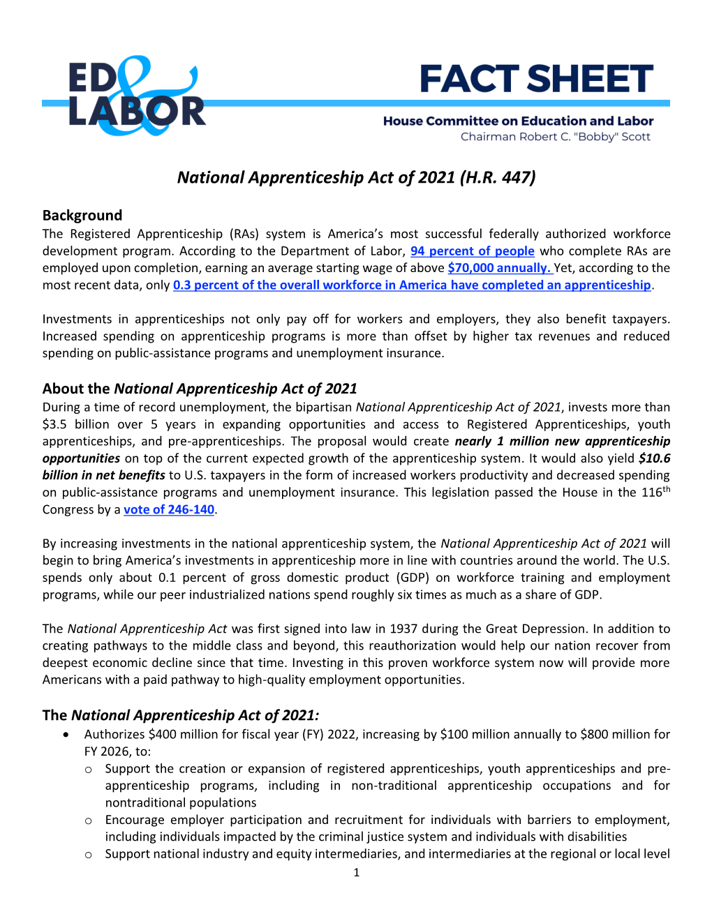 National Apprenticeship Act of 2021 (H.R