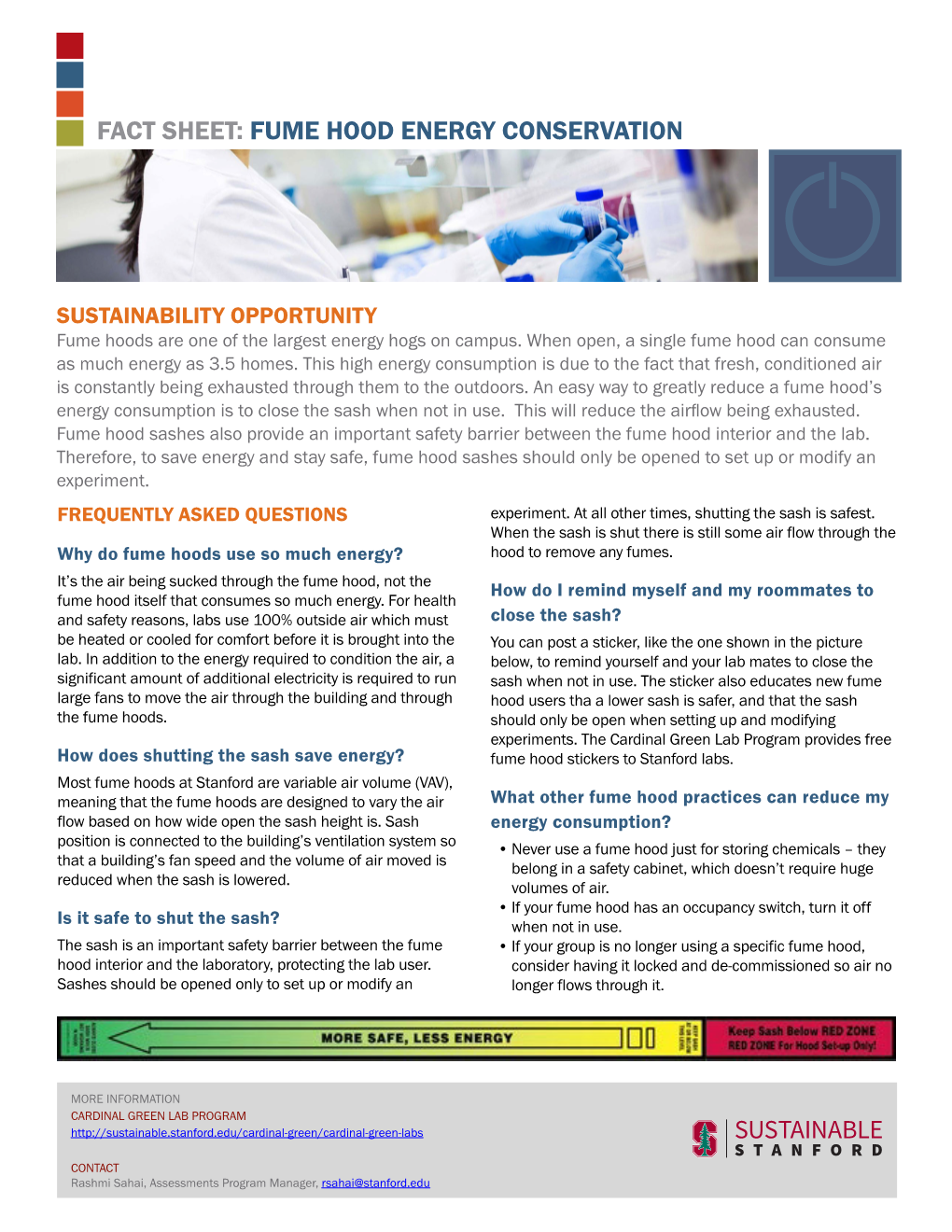 Fact Sheet: Fume Hood Energy Conservation