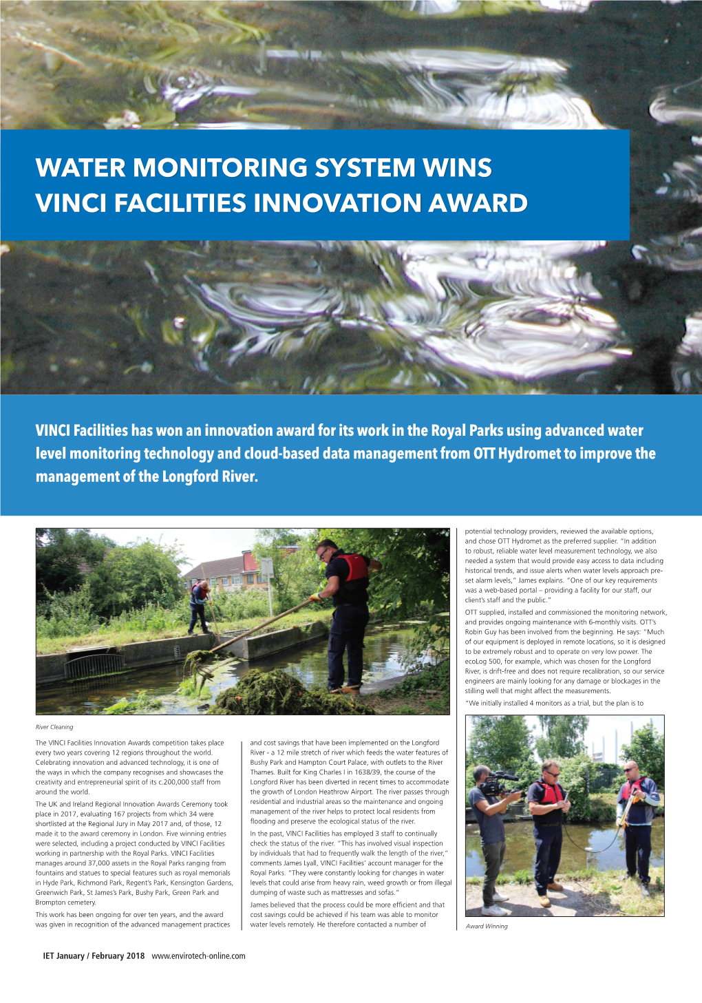 Water Monitoring System Wins Vinci Facilities Innovation Award
