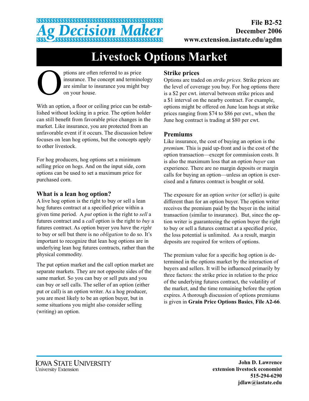 Livestock Options Market
