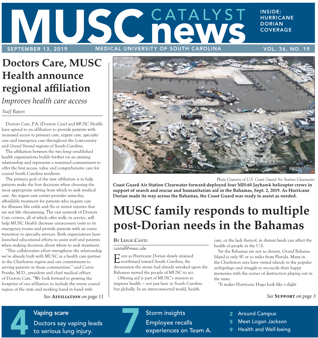 MUSC Family Responds to Multiple Post-Dorian Needs in the Bahamas